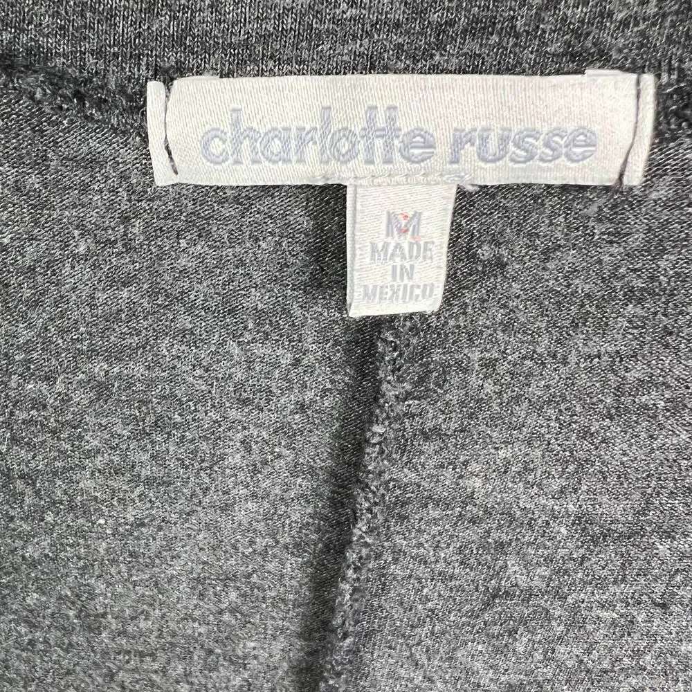 Charlotte Russe Tunic Dress V Neck Grey 3 Quarter Sleeves Jersey Knit Medium